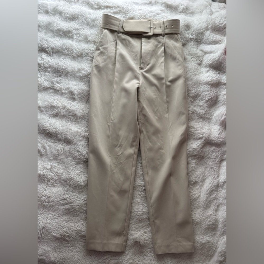 Zara Beige Belted Pants